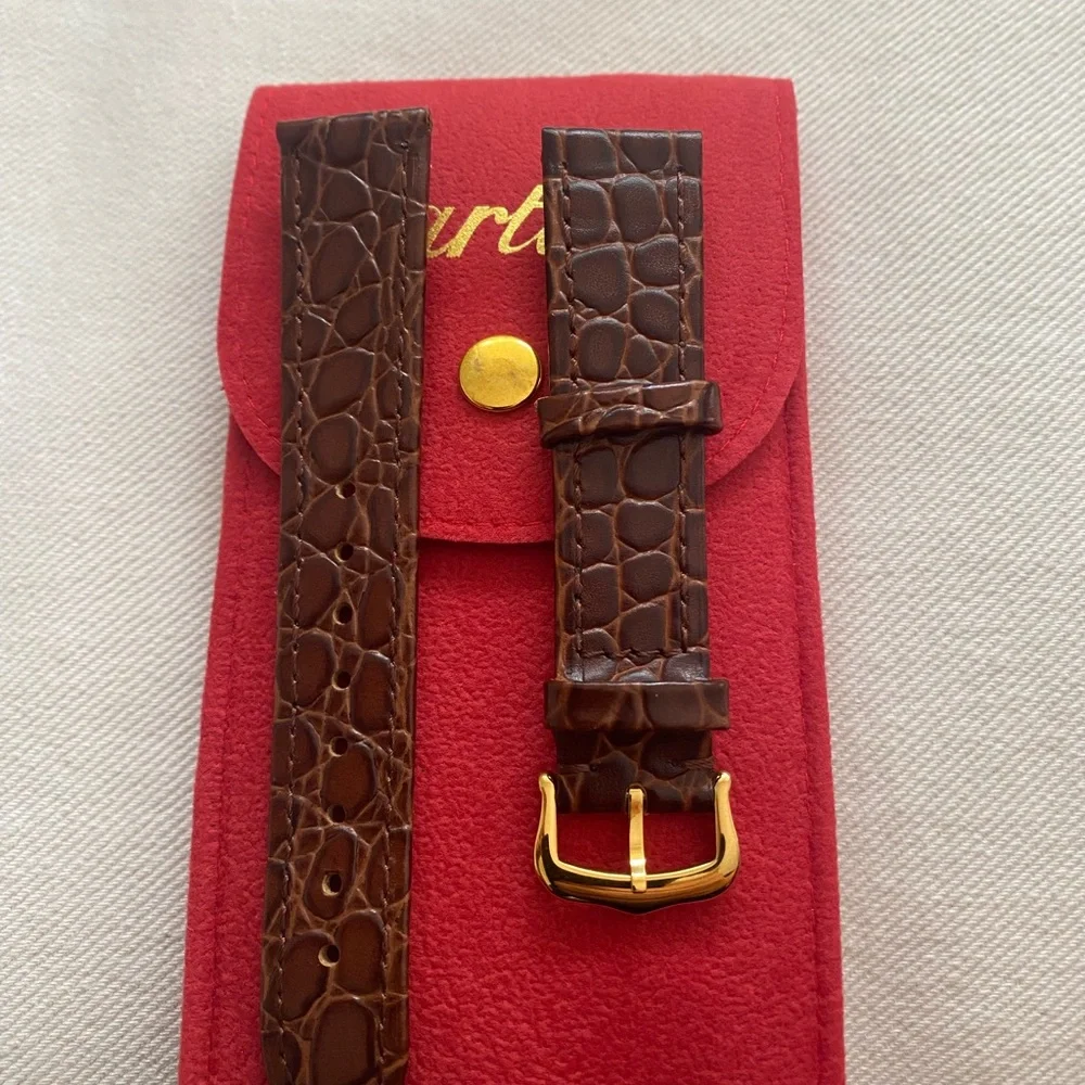 Brown Leather Watch Strap Vintage Cartier 18mm - Picture 1 of 4